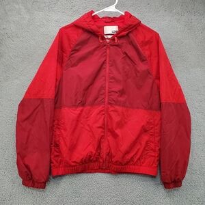 LCKR Foot Locker Windbreaker Jacket Mens Small Hooded Zip Up Red
